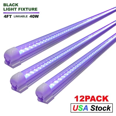 12 Pack 4Ft 40W BlackLight With Plug and Switch for Halloween Christmas Decorate - Image 1 of 4