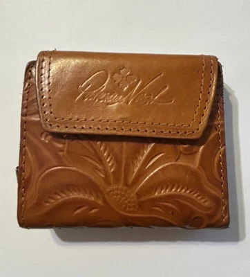 Nice! Brown Leather Patricia Nash Wallet Zip Around ID Multi Slots ~4" x 4.5" - Image 1 of 4