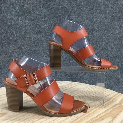 Sandalias antiguas azul marino para mujer 9 correas al tobillo marrón hebilla punta abierta informales tacones bloque Foto 1 de 4