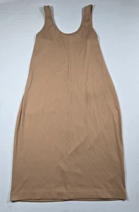 Express Beige Tan Sleeveless Stretch Ribbing Bodycon Sexy Tank Dress Large - Picture 1 of 7