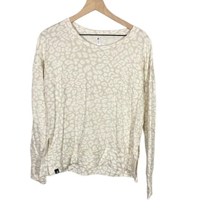 Glyder Lounge Langarm Sweatshirt Hafermilch weiß Leopardenmuster Daumenlöcher Gr. S - Bild 1 von 7