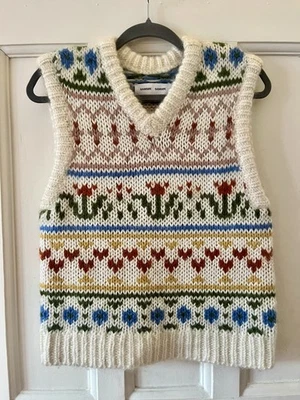 Samsoe Samsoe Simones Vest in Whisper White Fair Isle Wool & Mohair Size S - Image 1 of 4