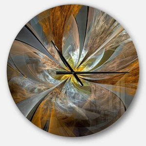 Gelbe fraktale Blume moderne Metall Wanduhr, groß 36 Zoll, übergroße Dez... - Bild 1 von 2
