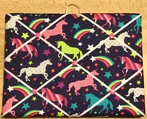 French Bulletin Board Photo Memo Navy Multicolor Unicorn Print 7.1 x 9.4 inches - Picture 1 of 3