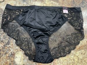 Ambrielle Hi-Cut Nylon and Lace Black Panty XL//8 Retail for $14