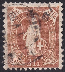 Schweiz 3 Fr. Plattenfehler Mi.Nr. 80 I gestempelt geprüft Mi.Wert 450 € (901) - Picture 1 of 2