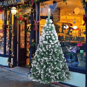 7Ft Artificial PVC Christmas Tree Green Holiday Season Snowy Decor - Picture 1 of 13