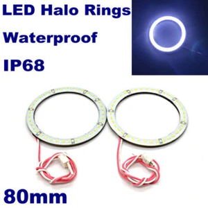 New Waterproof 80MM XENON White 7000K Halo Rings Daytime Running LED Light Rings - Picture 1 of 10