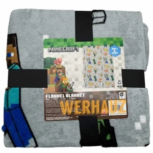 Minecraft Creeper Steeve Alex Mobs Together Soft Flannel Blanket 50" x 70" - Picture 1 of 2
