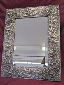 Vintage Jack Rabinovich 925 STERLING silver Repoussed mirror Sparrows Flowers 19 - Picture 1 of 13