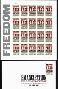EMANCIPATION PROCLAMATION US FOREVER XF 20 STAMP SHEET #5787 + DCP 1ST DAY ISSUE - Picture 1 of 4