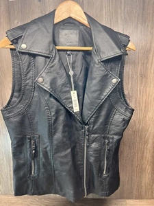 Giacca Gilet Nuova con Etichette Max Studio Nero Finta Pelle Moto Moto Stile Biker M - Foto 1 di 6