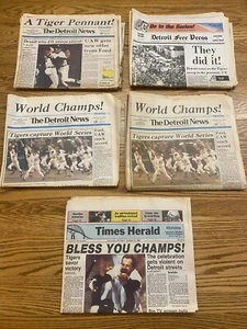 1984 Detroit Tigers World Series Full Newspapers Detroit News Free Press & More! - Picture 1 of 13