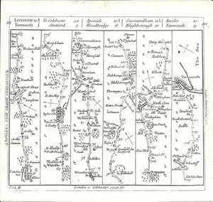 Antique map, Ogilby / Bowles, The Road from London to Yarmouth, com .Colchester - Picture 1 of 1