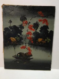 Lovely Vintage Oriental Oil Painting by Phuot 15 1/2x12 - Picture 1 of 5