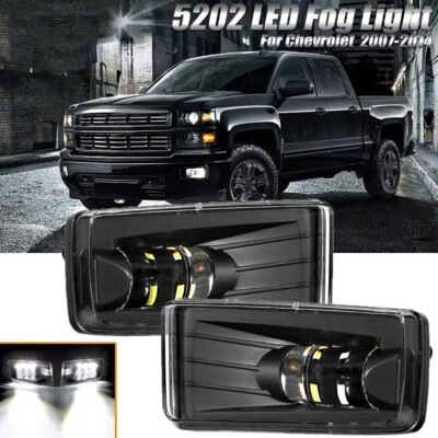 For 2007-2014 Chevy Silverado 1500 2500 3500 LED Bumper LED Fog Lights Pair - Image 1 of 4