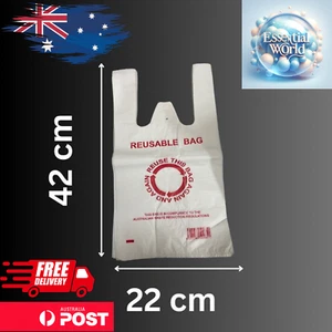 Reusable plastic shopping bag recyclable 100pk singlet carry bag Strong Small - Picture 1 of 2