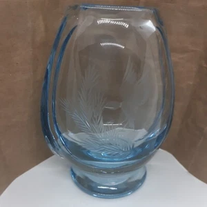 1960er Jahre Vintage KOSTA BODA Schweden hell eisblau GLASVASE geätzt VOGEL ~ elegant ~ - Bild 1 von 10