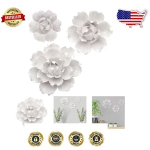 Charming Handmade Porcelain Flower Decorations - 3 Unique Sizes for Walls - Picture 1 of 9