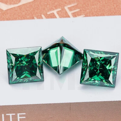 1ct Princess Cut Green Loose Moissanite Stone For Ring VVS1 With GRA Certificate - Image 1 of 4