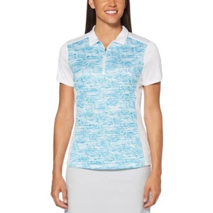 PGA Tour Womens S Polo Golf Shirt Aqua Blue White Activewear Driflux Sunflux NWT - Picture 1 of 16