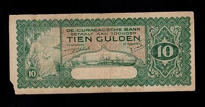 CURACAO  10  GULDEN 1939  PICK # 23  FINE. - Image 1 of 2