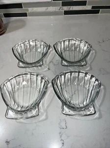 Vintage Sovirel  France Glass Shell Scallop Dipping Dishes Stackable Set Of 4 - Picture 1 of 7