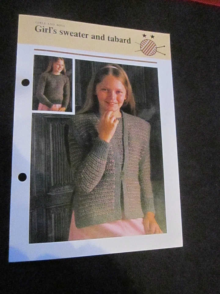 KNITTING PATTERN GIRLS AND BOYS GIRL'S SWEATER AND TABARD  **MUST SEE ** - Image 1 of 1