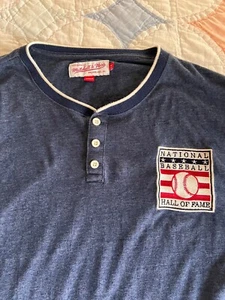 MITCHELL & NESS COOPERSTOWN BASEBALL HALL OF FAME 3/4 LENGTH SHIRT SZ XL - Picture 1 of 3