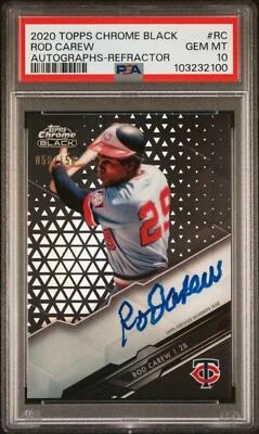 2020 Topps Chrome Black Refractor #RC Rod Carew PSA 10 GEM MINT Auto 58/150 Twin - Image 1 of 2