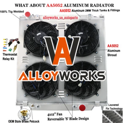 3-ROW Radiator Shroud Fan Kit For 2005-2007 Ford F250 F350 F550 6.0L POWERSTROKE Foto 1 de 4