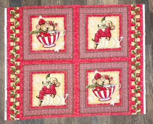 Daisy Kingdom Merry Mice by Beth Yarbrough Springs Cotton Fabric Panel 35" x 43" - Picture 1 of 2