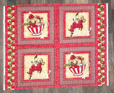 Daisy Kingdom Merry Mice by Beth Yarbrough Springs Cotton Fabric Panel 35" x 43" - Image 1 of 2