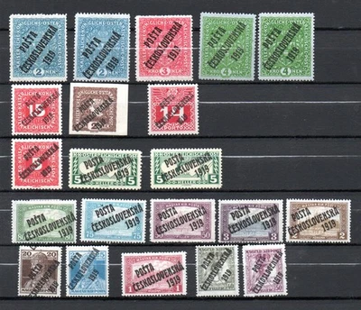 Checoslovaquia 1919 colección antigua sellos sobreimpresos bonito MLH Foto 1 de 2
