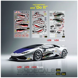 1x Shark Mouth Racing Water Slide Decal 1-24 - 1-28 RC Model Diecast #542-544 - Picture 1 of 8