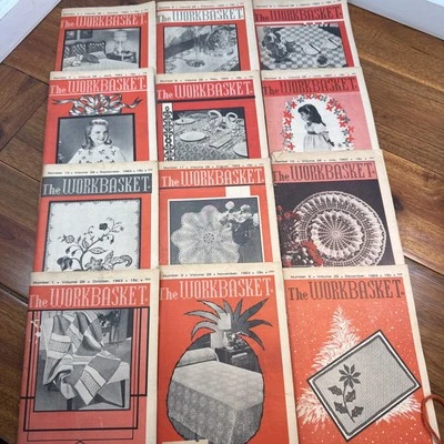 Workbasket Magazine Lot 12 Craft Crochet Knit Ideas Antique Patterns 1963 - Image 1 of 4