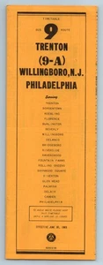 HORARIO Autobús Ruta 9 Trenton, Willingboro NJ a Filadelfia 30 de junio 1969 - Imagen 1 de 2