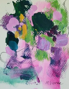 Mona Vivar original abstract floral bouquet garden flower art painting - Picture 1 of 5