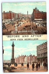 Dublin Irland vor und nach SINN FEIN REBELLION Postkarte D478 - Bild 1 von 2