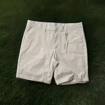 CALVIN KLEIN тонкий шорты мужской размер 36 Infinite Flex хлопок плоский передний 9» белый  - Изображение 1 из 4