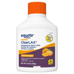 Equate ClearLax Polyethylene Glycol 3350 Powder for Solution, Orange, 30 Doses - Picture 1 of 9