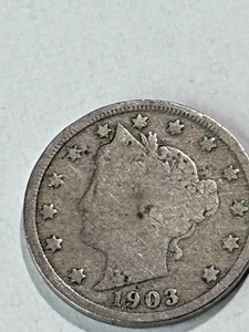 ANTICA MONETA DA 5 CENTESIMI 1903 STATI UNITI COLLEZIONE DEL NONNO - Foto 1 di 2