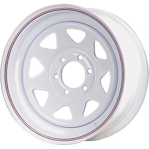 Premium Service 15x6 6 on 5.5 Spoked Steel Trailer Wheel - White with Pin... - Bild 1 von 1