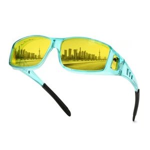 Herren Nachtfahrbrille, passt über Sonnenbrille gelbe Gläser, blendfrei polarisiert... - Bild 1 von 8