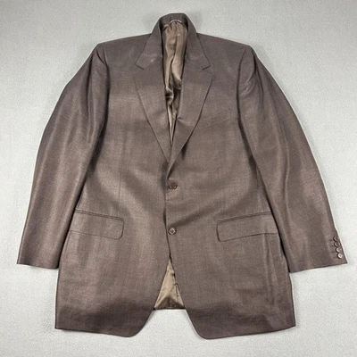 Blazer Canali Para Hombres 54 Marrón Lana Seda Lino 2 Botones Negocios Abrigo Deportivo Foto 1 de 4