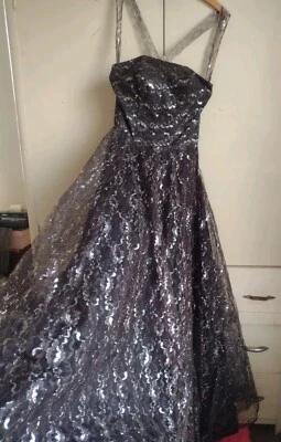 VTG 50s Lace Prom Dress Nip Waist Full Skirt Pinup Whimsigoth Mid Century 60s  - Image 1 of 4