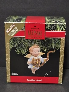 Vintage 1991 Hallmark Magic Ornament funkelnde Engel Girlande blinkende Lichter - Bild 1 von 16