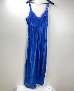 Victoria’s Secret Gold Label Slip Dress Gown Women's Blue Sz L Gold Label VTG - Picture 1 of 9