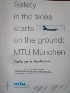 2/1992 PUB DEUTSCHE AEROSPACE MTU MOTOR WARTUNG ZYPERN AIRWAYS AIRLINER AD - Bild 1 von 1