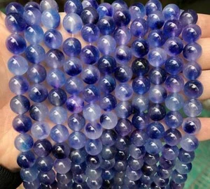 4/6/8/10MM Natural Dark Purple Jade Chalcedony Round Gemstone Loose Beads 15'  - Picture 1 of 5